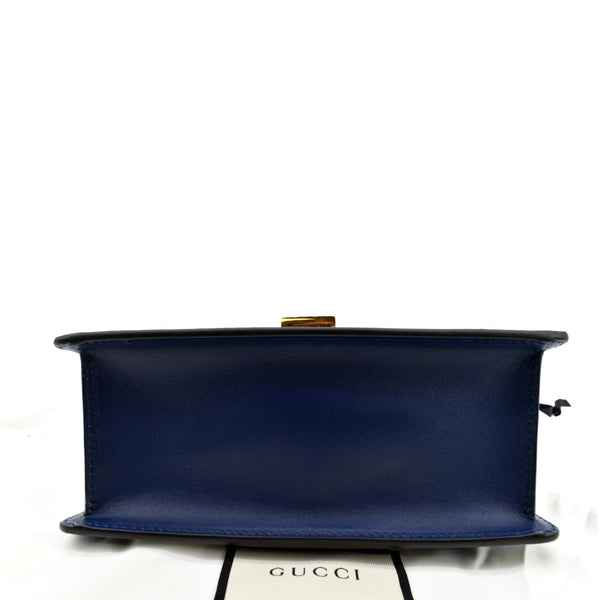 Gucci Sylvie Mini Leather Top Handle Crossbody Bag Blue - Bottom
