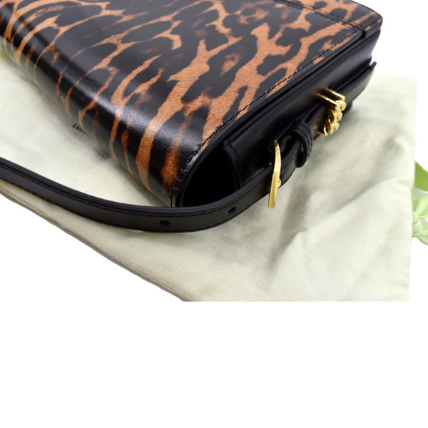 BURBERRY Grace Leopard Print Leather Shoulder Bag Multicolor