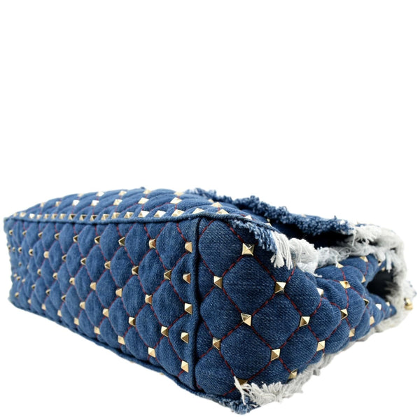 VALENTINO Rockstud Denim Crossbody Satchel Bag Blue