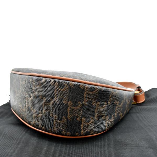 CELINE Ava Triomphe Canvas Calfskin Hobo Bag Brown