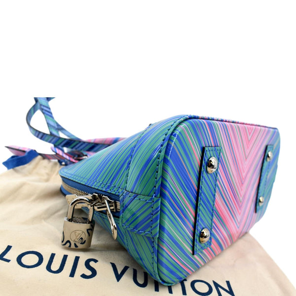 LOUIS VUITTON Alma BB Tropical Epi Leather Satchel Crossbody Bag Blue Rose