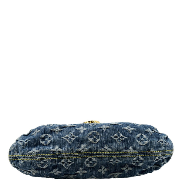 LOUIS VUITTON Mini Pleaty Monogram Denim Shoulder Handbag Blue