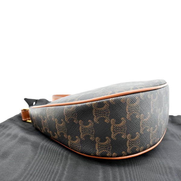 CELINE Ava Triomphe Canvas Calfskin Hobo Bag Brown