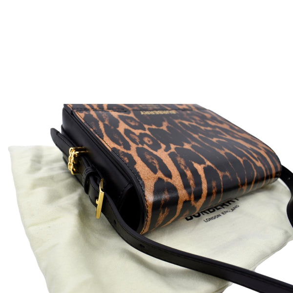 BURBERRY Grace Leopard Print Leather Shoulder Bag Multicolor