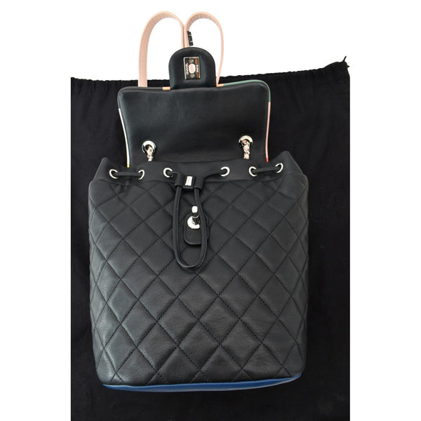 CHANEL Small Urban Spirit Quilted Lambskin Backpack Bag Black