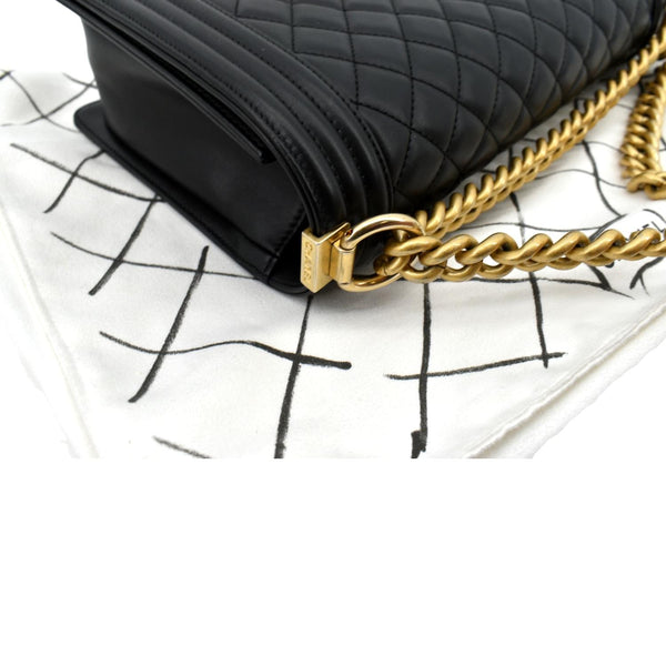 Chanel Medium Boy Flap Calf Leather Shoulder Bag Black - Top Right
