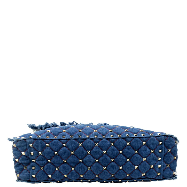 VALENTINO Rockstud Denim Crossbody Satchel Bag Blue