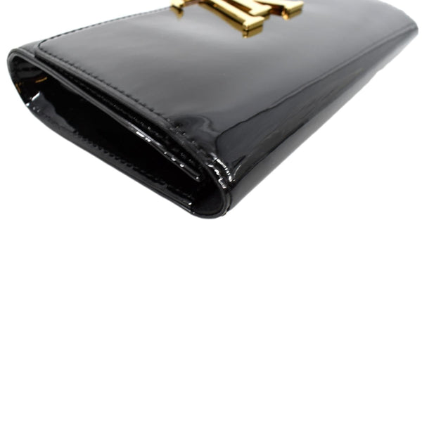 LOUIS VUITTON Louise Patent Leather Long Wallet Black