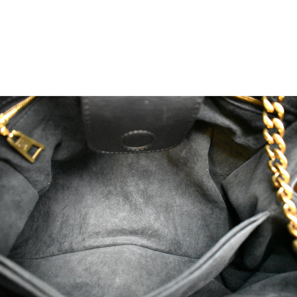 LOUIS VUITTON Wave Chain Leather Tote Shoulder Bag Black