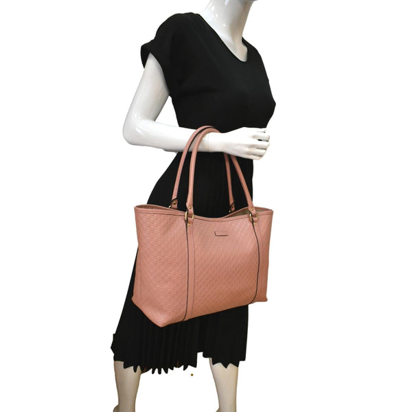 GUCCI Joy Medium Microguccissima Leather Tote Bag Pink 449647