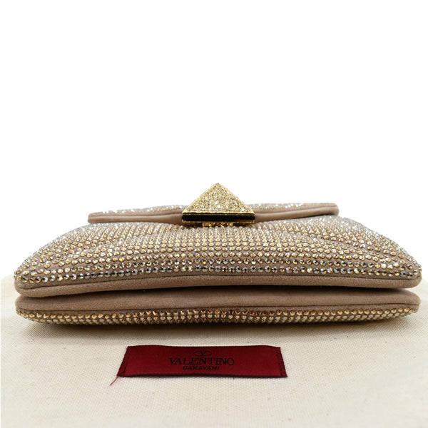 VALENTINO GARAVANI One Stud Crystal-Embellished Suede Shoulder Bag Pink