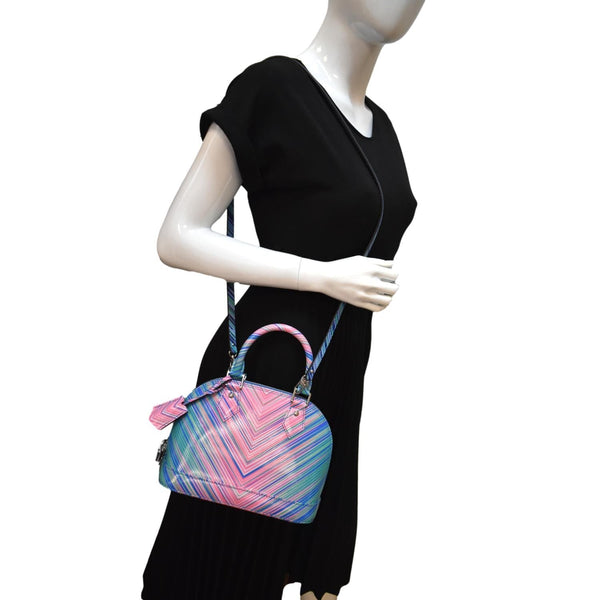 LOUIS VUITTON Alma BB Tropical Epi Leather Satchel Crossbody Bag Blue Rose