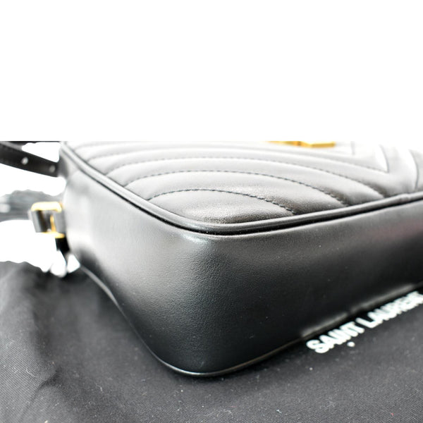 YVES SAINT LAURENT Lou Chevron Leather Camera Crossbody Bag Black