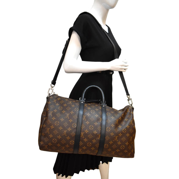 LOUIS VUITTON Keepall 45 Bandouliere Monogram Canvas Travel Bag Black
