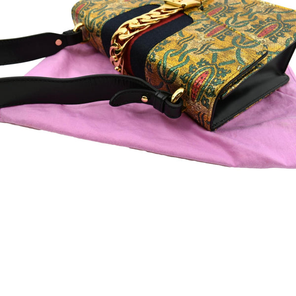 GUCCI Sylvie Small Metallic Jacquard Shoulder Bag Multicolor 421882