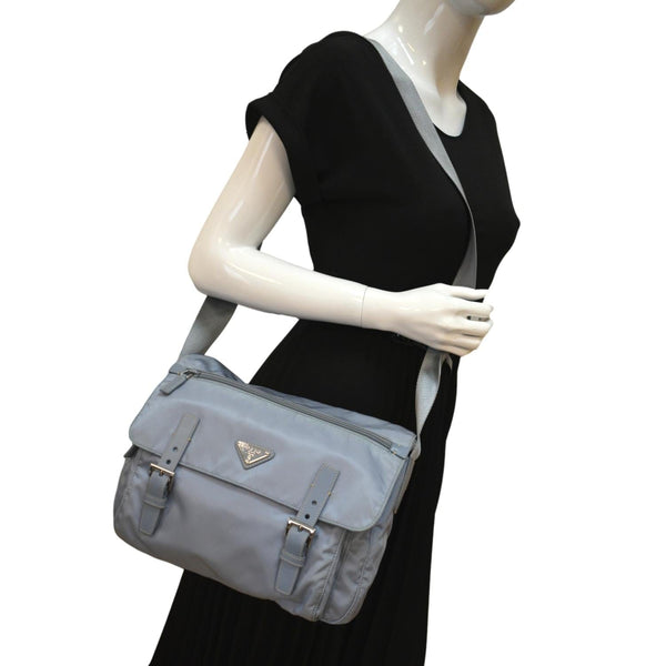 Prada RE-Nylon and Leather Shoulder Bag - Pervinca color