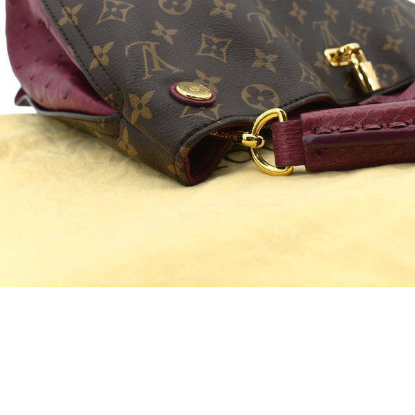 Louis Vuitton Gaia Ostrich Monogram Canvas Shoulder Bag - Left Side