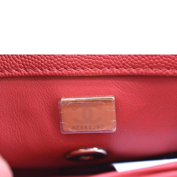 CHANEL Coco Extra Mini Top Handle Caviar Leather Shoulder Bag Red - Hot Deals