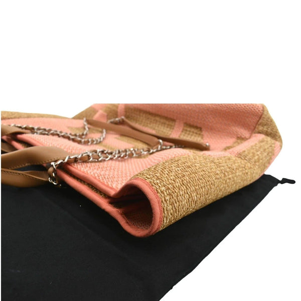CHANEL Deauville Large Raffia Shopping Tote Bag Pink