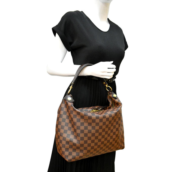 LOUIS VUITTON Duomo Hobo Damier Ebene Hobo Bag Brown