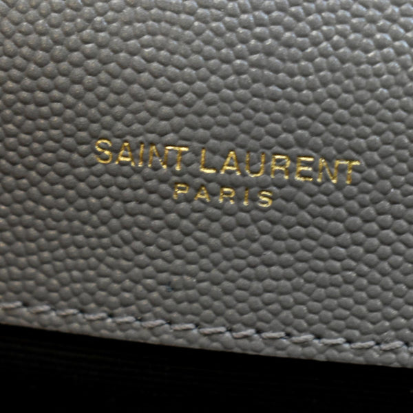 YVES SAINT LAURENT Envelope Medium Matelasse Leather Crossbody Bag Gray