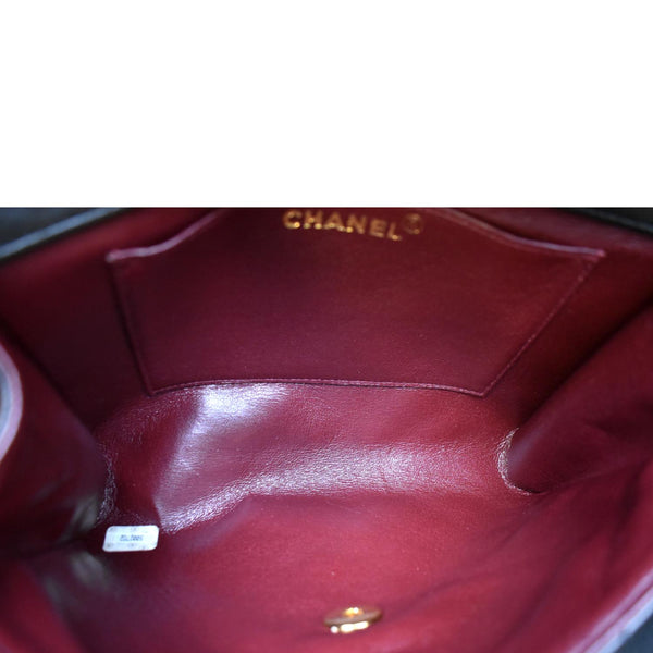 CHANEL Vintage Flap Quilted Leather Top Handle Bag Black