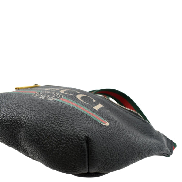 Gucci Logo Print Grained Calfskin Leather Small Belt Bag - Bottom Right