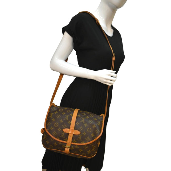 LOUIS VUITTON Saumur 30 Monogram Canvas Crossbody Bag Brown