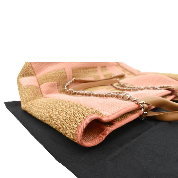 CHANEL Deauville Large Raffia Shopping Tote Bag Pink