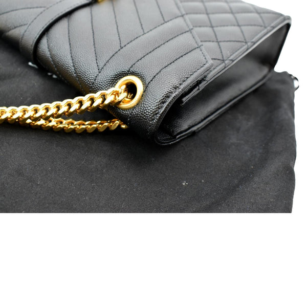 YVES SAINT LAURENT Medium Envelope Leather Chain Shoulder Bag Black
