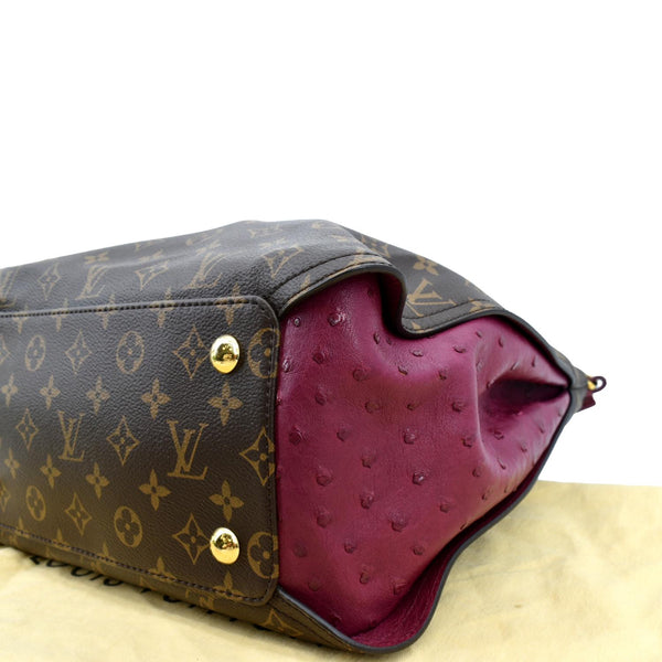 Louis Vuitton Gaia Ostrich Monogram Canvas Shoulder Bag - Bottom Right