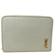 YVES SAINT LAURENT Tiny Monogram Compact Leather Zip Around Wallet White