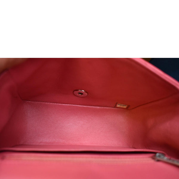 CHANEL Classic Square Mini Chevron Leather Shoulder Bag Pink