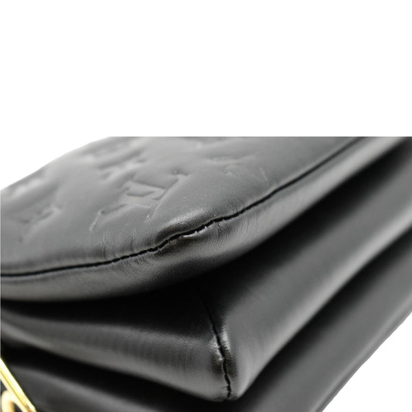 LOUIS VUITTON Coussin BB Monogram Embossed Leather Shoulder Bag Black
