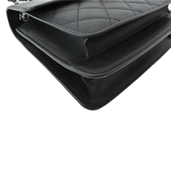 CHANEL Box CC Flap Quilted Leather Shoulder Bag Black