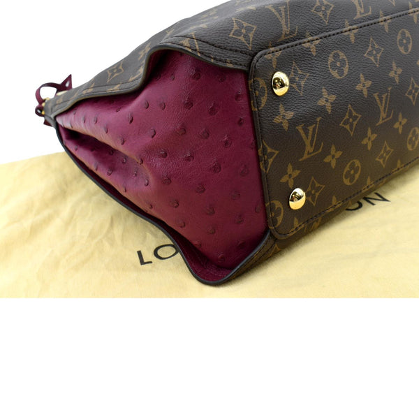 Louis Vuitton Gaia Ostrich Monogram Canvas Shoulder Bag - Bottom Left
