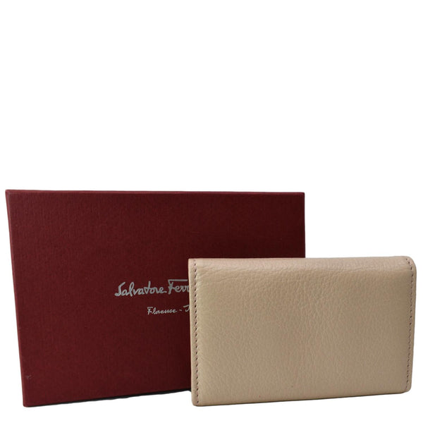 SALVATORE FERRAGAMO Leather Key Holder Beige