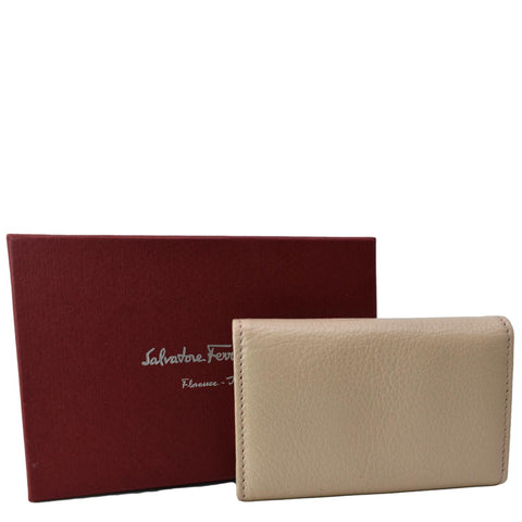 SALVATORE FERRAGAMO Leather Key Holder Beige