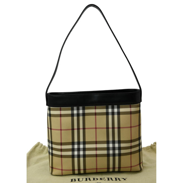 BURBERRY Nova Check Canvas Shoulder Bag Black