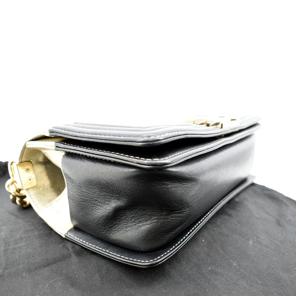 Chanel Boy Leather Shoulder Bag Bicolor - Bottom Left