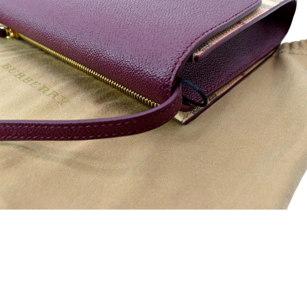 Burberry Loxley Check Leather Shoulder Bag Purple