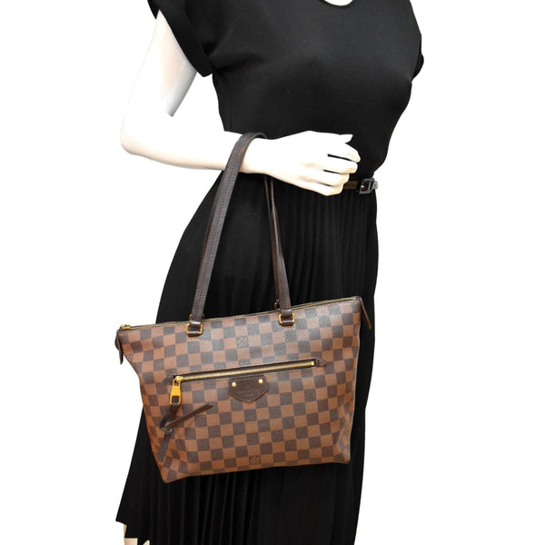 LOUIS VUITTON Iena PM Damier Ebene Tote Bag Brown
