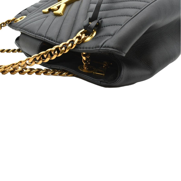 LOUIS VUITTON Wave Chain Leather Tote Shoulder Bag Black