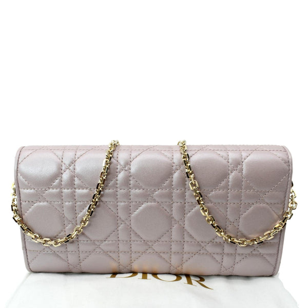 CHRISTIAN DIOR Leather Wallet on Chain Crossbody Bag Light Pink