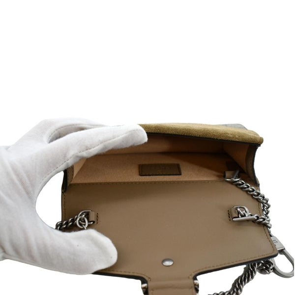 GUCCI Dionysus Super Mini GG Supreme Canvas Crossbody Bag Taupe 476432