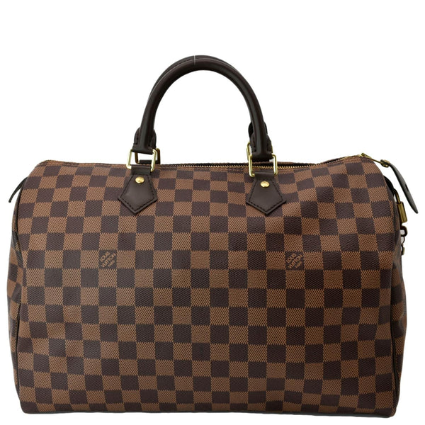 Louis Vuitton Speedy 35 Damier Ebene Satchel Bag Brown