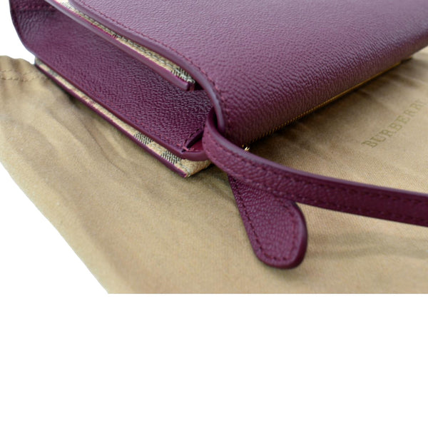 Burberry Loxley Check Leather Shoulder Bag Purple