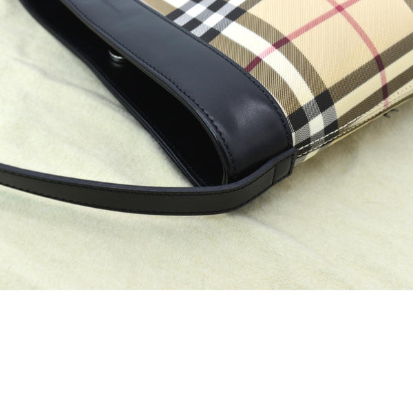 BURBERRY Nova Check Canvas Shoulder Bag Black