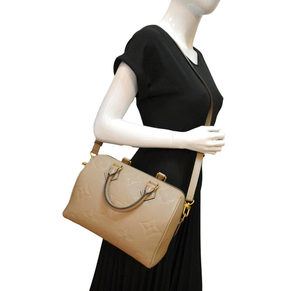 LOUIS VUITTON Speedy 25 Bandouliere Monogram Empreinte Shoulder Bag Tourterelle