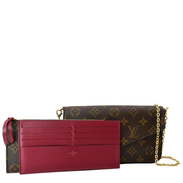 LOUIS VUITTON Felicie Monogram Canvas Pochette Crossbody Bag Brown
